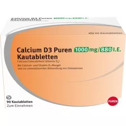 CALCIUM D3 Puren 1000 mg/880 IE tyggetabletter, 90 stk
