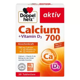 DOPPELHERZ Kalsium 700+Vitamin D3-tabletter, 30 kapsler