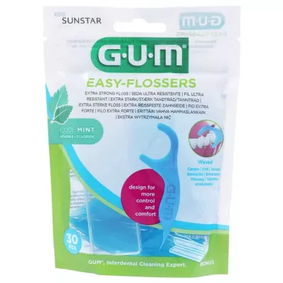 GUM Easy-Flossers voksede tanntrådpinner + reiseetui, 30 stk