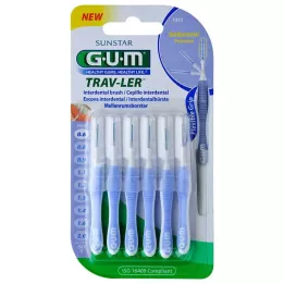 GUM TRAV-LER 0,6 mm lys lyseblå mellomromsbørste, 6 stk
