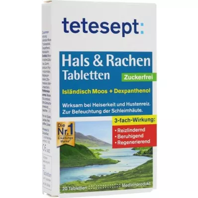 TETESEPT Halstabletter &amp; Halstabletter sukkerfrie, 20 stk