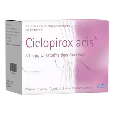 Ciclopirox acis 80 mg / g innhold av aktiv ingrediens. Neglelakk, 6 g Ciclopirox acis 80 mg / g innhold av aktiv ingrediens. Neglelakk, 6 g