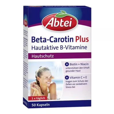 Abbey Beta-Carotene Plus Hudaktive B-vitaminkapsler, 50 stk Abbey Beta-Carotene Plus Hudaktive B-vitaminkapsler, 50 stk