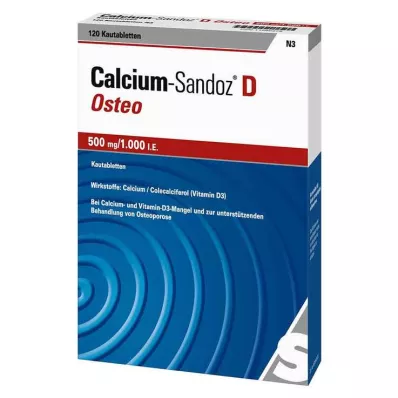 Calcium Sandoz D Osteo 500 mg / 1000 IE tyggetabletter, 120 stk Calcium Sandoz D Osteo 500 mg / 1000 IE tyggetabletter, 120 stk