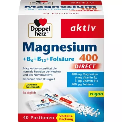 DOPPELHERZ Magnesium+B-vitaminer DIRECT Pellets, 40 stk