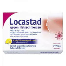 LOCASTAD mot sår hals Honning-sitron Lut.-T., 24 stk