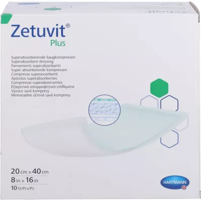 ZETUVIT Plus ekstra sterk absorberende kompress, steril 20x40 cm, 10 stk