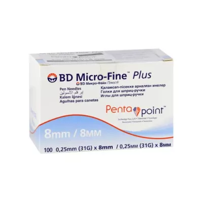 BD MICRO-FINE+ 8 pennåler 0,25x8 mm, 100 stk BD MICRO-FINE+ 8 pennåler 0,25x8 mm, 100 stk
