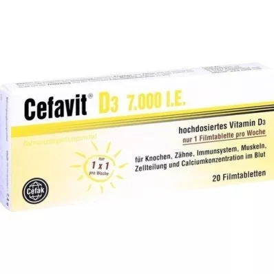 CEFAVIT D3 7 000 IE filmdrasjerte tabletter, 20 stk