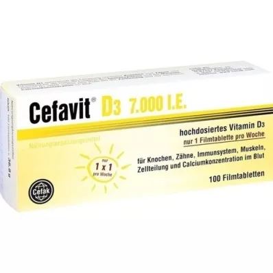 CEFAVIT D3 7 000 IE filmdrasjerte tabletter, 100 stk