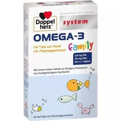 DOPPELHERZ Omega-3 gel tabs family system, 60 stk