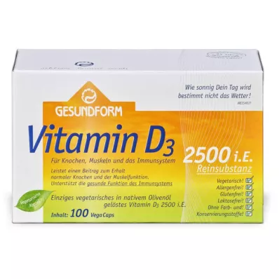 GESUNDFORM Vitamin D3 2 500 IE Vega-kapsler, 100 stk