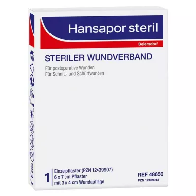 HANSAPOR steril sårbandasje 6x7 cm, 1 stk HANSAPOR steril sårbandasje 6x7 cm, 1 stk