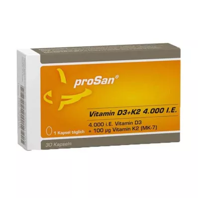 PROSAN Vitamin D3+K2 4 000 IE kapsler, 30 stk PROSAN Vitamin D3+K2 4 000 IE kapsler, 30 stk