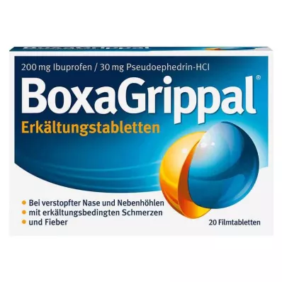 BOXAGRIPPAL Forkjølelsestabletter 200 mg/30 mg FTA, 20 stk BOXAGRIPPAL Forkjølelsestabletter 200 mg/30 mg FTA, 20 stk