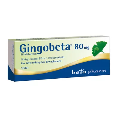 Gingobeta 80 mg filmdrasjerte tabletter, 30 stk Gingobeta 80 mg filmdrasjerte tabletter, 30 stk