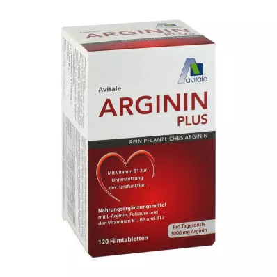 Arginin pluss vitamin B1 + B6 + B12 + folsyre filmdrasjerte tabletter, 120 stk Arginin pluss vitamin B1 + B6 + B12 + folsyre filmdrasjerte tabletter, 120 stk