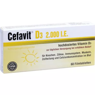 CEFAVIT D3 2 000 IE filmdrasjerte tabletter, 60 stk
