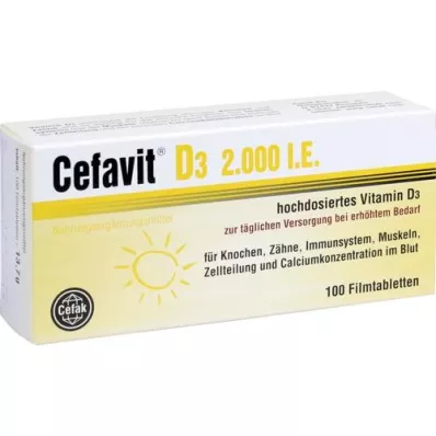 CEFAVIT D3 2 000 IE filmdrasjerte tabletter, 100 stk
