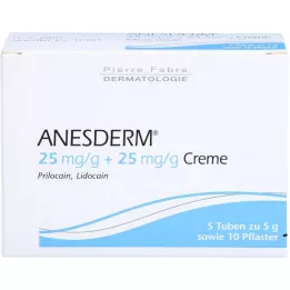 ANESDERM 25 mg/g + 25 mg/g krem + 10 plaster, 5X5 g