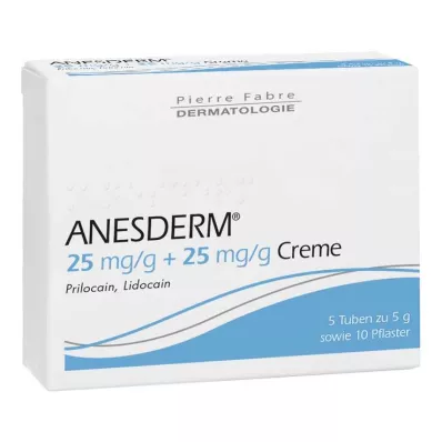 ANESDERM 25 mg/g + 25 mg/g krem + plaster, 5X5 g ANESDERM 25 mg/g + 25 mg/g krem + plaster, 5X5 g