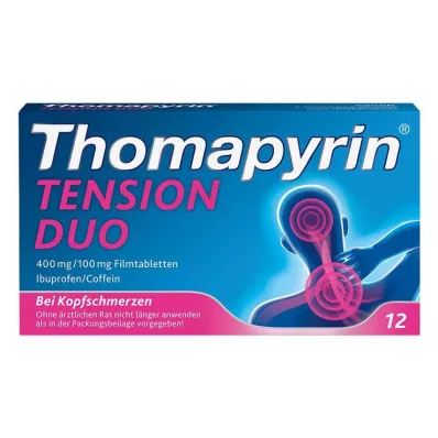 THOMAPYRIN TENSION DUO 400 mg/100 mg filmdrasjerte tabletter, 12 stk THOMAPYRIN TENSION DUO 400 mg/100 mg filmdrasjerte tabletter, 12 stk