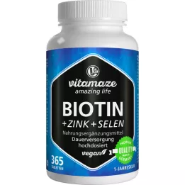 BIOTIN 10 mg høydose+sink+selenium tabletter, 365 stk