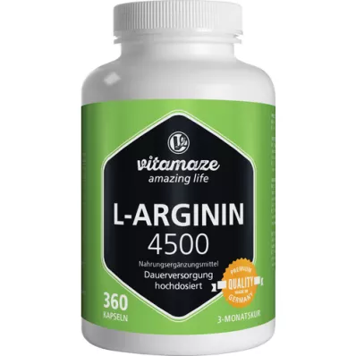 L-ARGININ HOCHDOSIERT 4500 mg kapsler, 360 stk