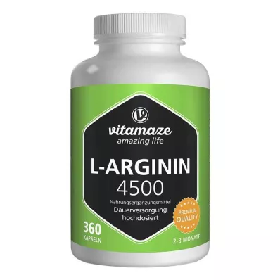 L-ARGININ HOCHDOSIERT 4500 mg kapsler, 360 stk L-ARGININ HOCHDOSIERT 4500 mg kapsler, 360 stk