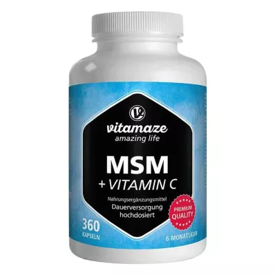 MSM høydose + vitamin C kapsler, 360 stk