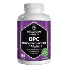 OPC TRAUBENKERNEXTRAKT høydose+vitamin C-kapsler, 180 stk