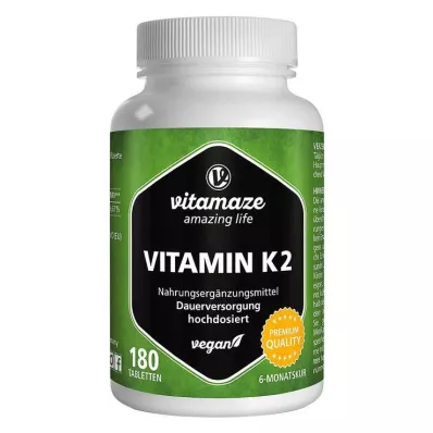 VITAMIN K2 200 μg veganske høydosetabletter, 180 stk