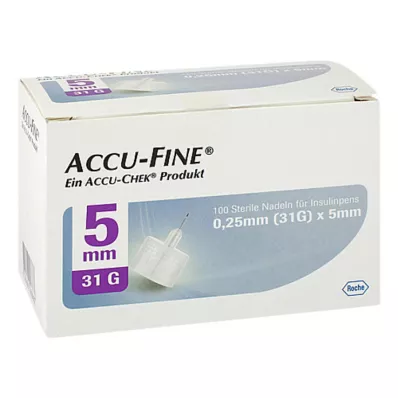 ACCU FINE sterile nåler til insulinpenner 5 mm 31 G, 100 stk