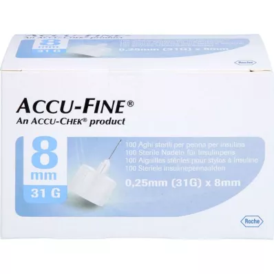 ACCU FINE sterile nåler til insulinpenner 8 mm 31 G, 100 stk