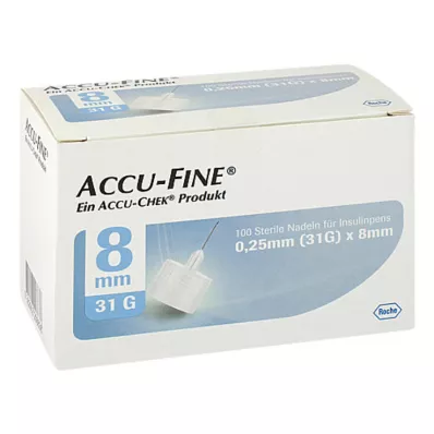 ACCU FINE sterile nåler til insulinpenner 8 mm 31 G, 100 stk