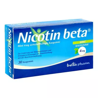 NICOTIN tyggegummi med virkestoffet beta Mint 4 mg, 30 stk