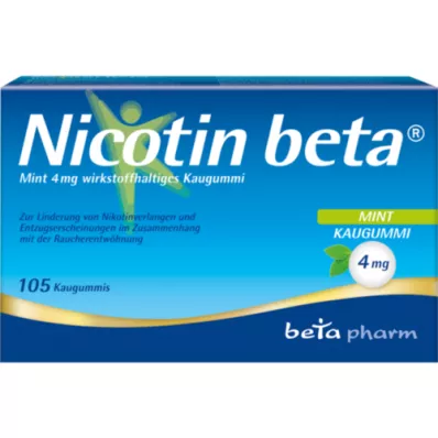 NICOTIN tyggegummi med virkestoffet beta Mint 4 mg, 105 stk