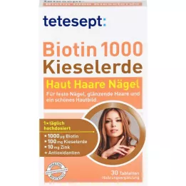 TETESEPT Biotin 1000 filmdrasjerte tabletter med silika, 30 stk