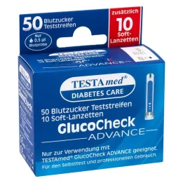 TESTAMED GlucoCheck Advance 50 Teststr.m.10 Lanz., 1 P
