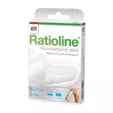Ratioline sårbandasje 7x5 cm steril, 5 stk