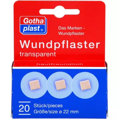 GOTHAPLAST Sårplaster 2,2 cm gjennomsiktig, 20 stk