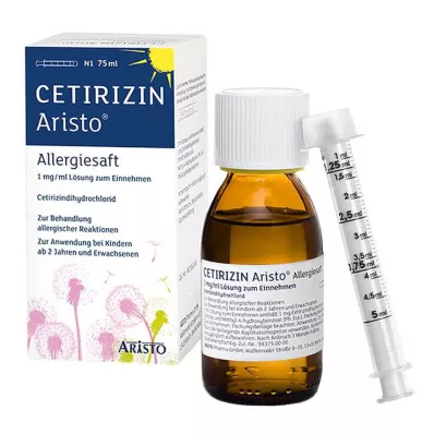 CETIRIZIN Aristo Allergy Juice 1 mg/ml oral oppløsning, 75 ml CETIRIZIN Aristo Allergy Juice 1 mg/ml oral oppløsning, 75 ml
