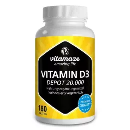 VITAMIN D3 20 000 IE depottabletter i høy dose, 180 stk
