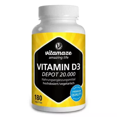 VITAMIN D3 20 000 IE depottabletter i høy dose, 180 stk VITAMIN D3 20 000 IE depottabletter i høy dose, 180 stk