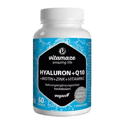 HYALURONSÄURE 200 mg høydose + koenzym Q10 vegansk, 60 stk HYALURONSÄURE 200 mg høydose + koenzym Q10 vegansk, 60 stk