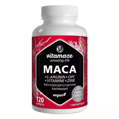 MACA 10:1 høydose+L-Arginin+OPC+Vit.vegan Kps. 120 stk MACA 10:1 høydose+L-Arginin+OPC+Vit.vegan Kps. 120 stk