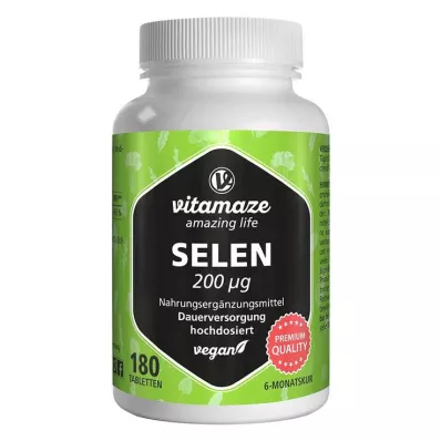 SELEN 200 µg veganske høydosetabletter, 180 stk