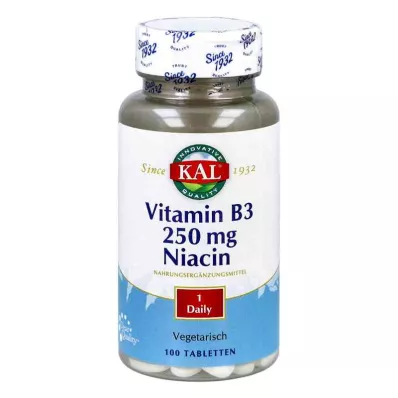 VITAMIN B3 NIACIN 250 mg tabletter, 100 stk
