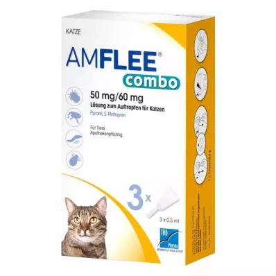 AMFLEE combo 50/60 mg oral oppløsning for katter, 3 stk AMFLEE combo 50/60 mg oral oppløsning for katter, 3 stk