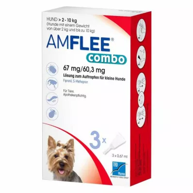 AMFLEE kombo 67/60,3 mg oral oppløsning for hunder 2-10 kg, 3 stk AMFLEE kombo 67/60,3 mg oral oppløsning for hunder 2-10 kg, 3 stk